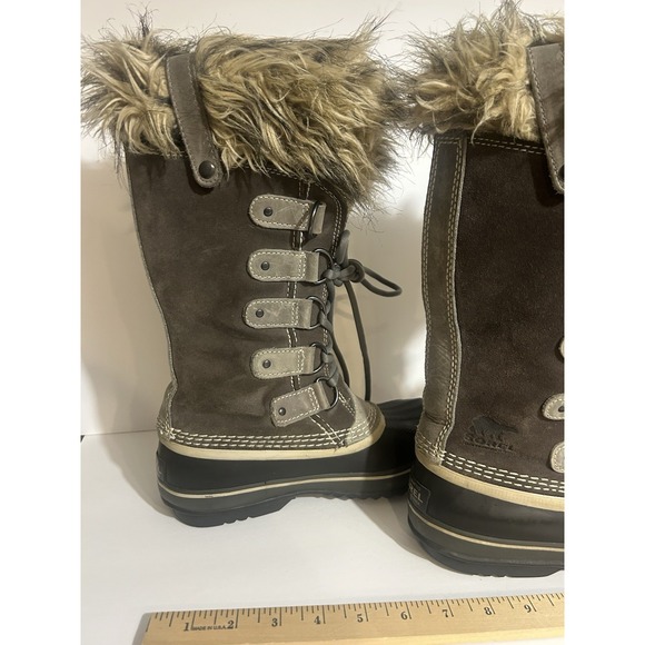 Sorel Joan of Arctic Waterproof Winter Snow Boots Gray Suede Faux Fur Size 6 - Picture 9 of 12